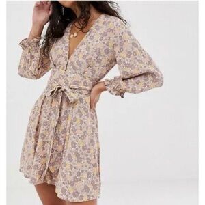 Faithfull the Brand Palmaro Mini Dress Zoella Floral Dusk Size 2 XS